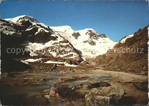 Sustenpass mit Gwaechthorn Tierberge und Steinlimigletscher Kat. Susten