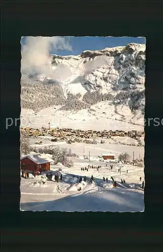 Flims Dorf mit Flimserstein Kat. Flims Dorf