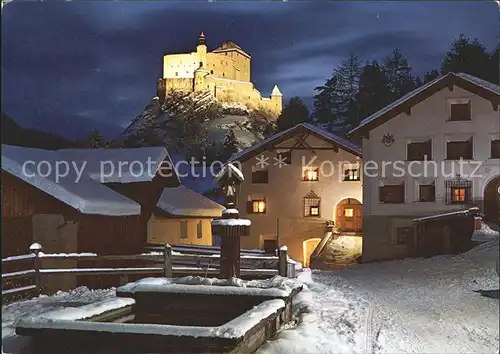 Tarasp Schloss Tarasp Dorfidylle Kat. Tarasp