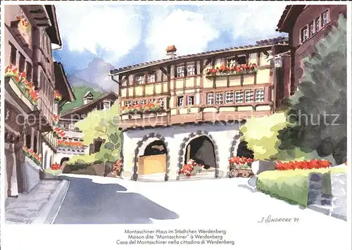 Werdenberg Montaschiner Haus Aquarell Kat. Werdenberg