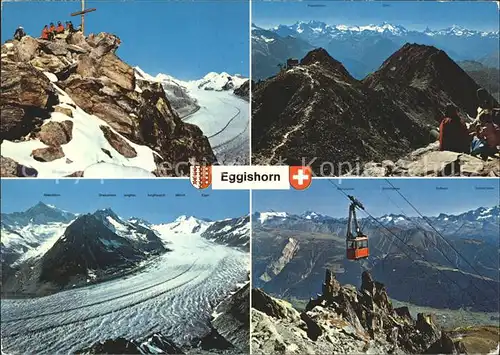 Eggishorn Gipfel Dom Matterhorn Aletschgletscher Luftseilbahn Kat. Eggishorn