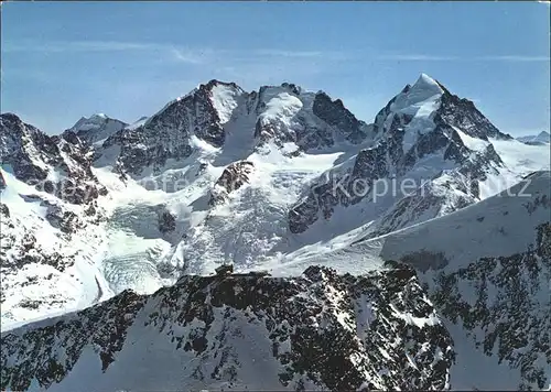 Piz Corvatsch Bergstation mit Berninagruppe Kat. Piz Corvatsch