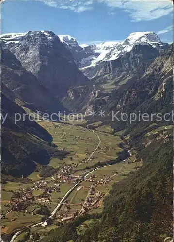 Braunwald GL Blick auf Linthal mit Toedikette Kat. Braunwald