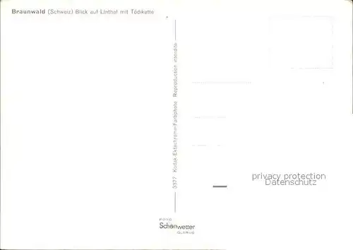 Braunwald GL Blick auf Linthal mit Toedikette Kat. Braunwald