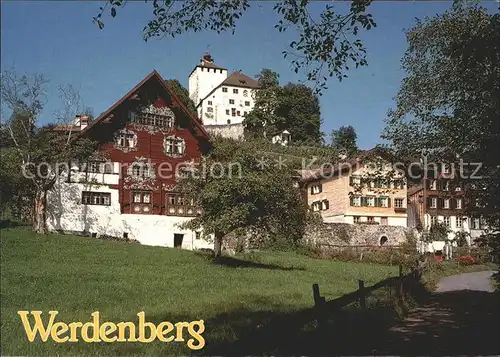 Werdenberg Ortsblick mit Schlangenhaus Kat. Werdenberg