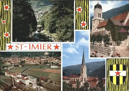 St Imier Bergbahn Kirchen Totalansicht Kat. St Imier
