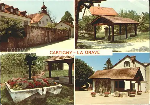 Cartigny Geneve Eglise Fontaine Pressoir fleuri Fontaine de la Grave Kat. Cartigny