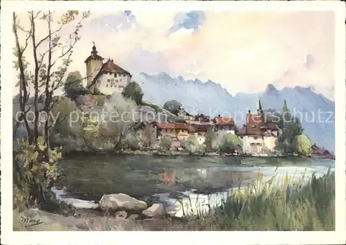 Werdenberg Schloss Aquarell Kat. Werdenberg