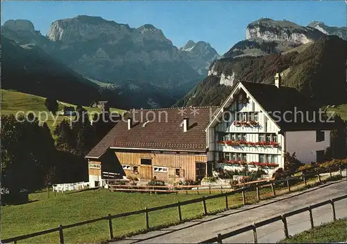 Bruelisau Appenzellerhaus mit Bogartenfirst Marwees Altmann Ebenalp Kat. Bruelisau