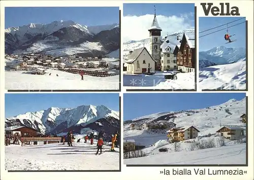 Vella Panorama Kirche Skilift Ortsansichten Kat. Vella