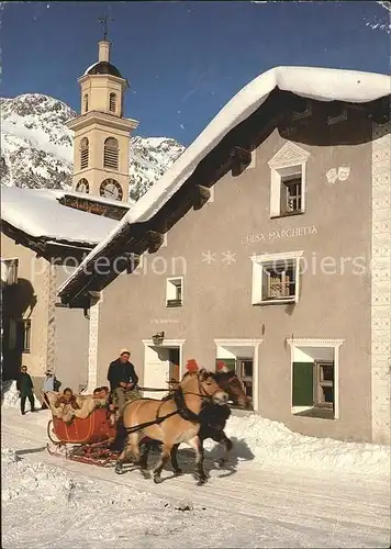 Sils Maria Graubuenden Chiesa Marchetta Pferdeschlitten Kat. Sils Maria