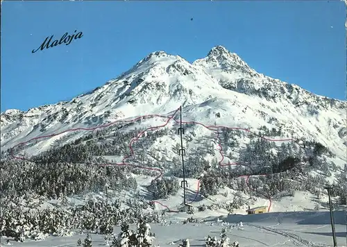 Maloja GR mit Skilift Aela / Maloja Graubuenden /Bz. Maloja