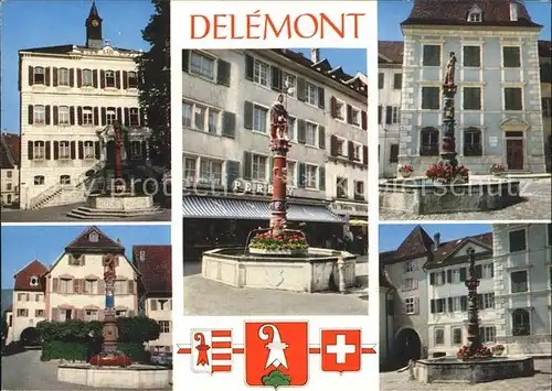 Delemont Ortsansichten mit Brunnen Kat. Delemont