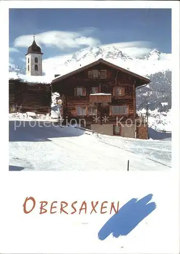 Obersaxen GR Ortsblick mit Kirche / Obersaxen /Bz. Surselva