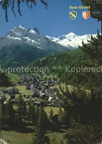 Saas Grund mit Egginer und Allalinhorn Kat. Saas Grund