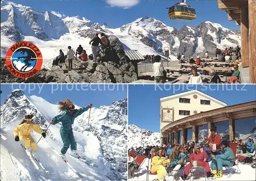 Diavolezza Berghaus Diavolezza Terrasse Skilaeuferinnen Kat. Diavolezza