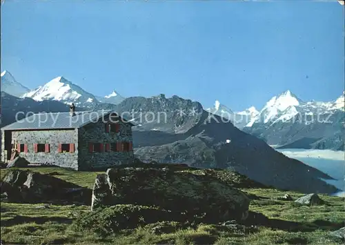 St Luc Cabane Bella Tola mit Weisshorn Diablons Zinalrothorn Cervin Kat. St Luc