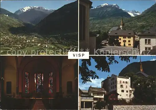 Visp Totalansicht Kirche Inneres Ortsblick Kat. Visp