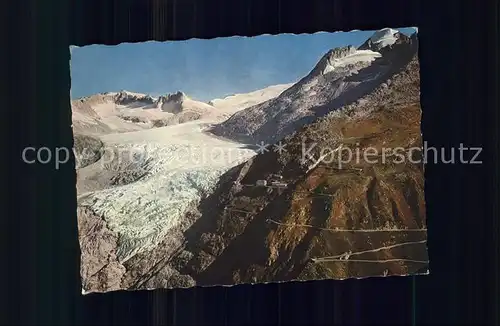 Rhonegletscher Glacier du Rhone mit Furkastrasse und Galenstock Kat. Rhone