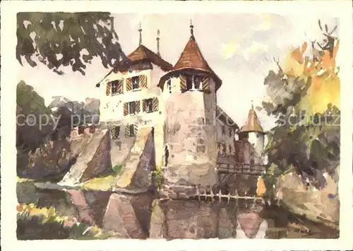 Hallwil Schloss Hallwil Aquarell Kat. Hallwil