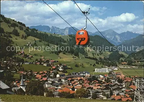 Zweisimmen Panorama mit Gondelbahn Rinderberg Kat. Zweisimmen