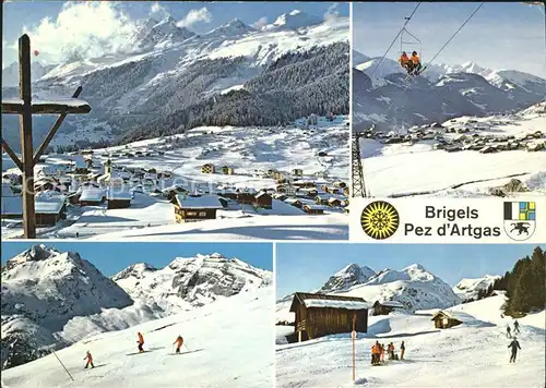 Brigels Panorama Sessellift Skigebiet Pez d Artgas Kat. Brigels Breil