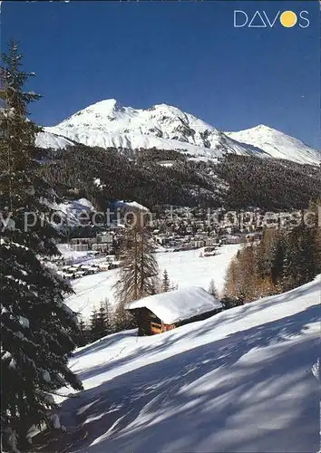 Davos GR mit Schatzalp Strelaalp Schiahorn und Dorfberg Kat. Davos