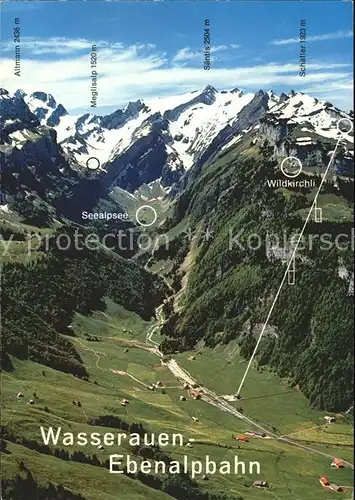Wasserauen mit Talstation Ebenalpbahn Seealpsee Wildkirchli Alpen Kat. Schwende