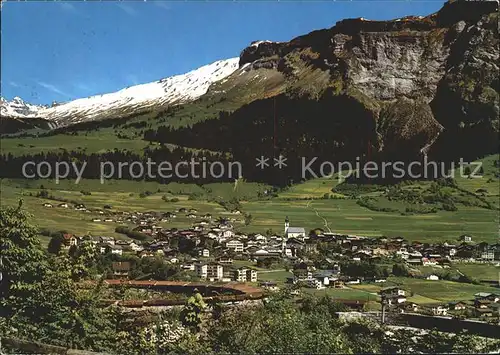 Flims Dorf mit Segnespass und Flimserstein Kat. Flims Dorf