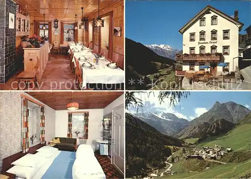 Samnaun Dorf Pension Jenal Gastraum Zimmer Ortsansicht Kat. Samnaun Dorf