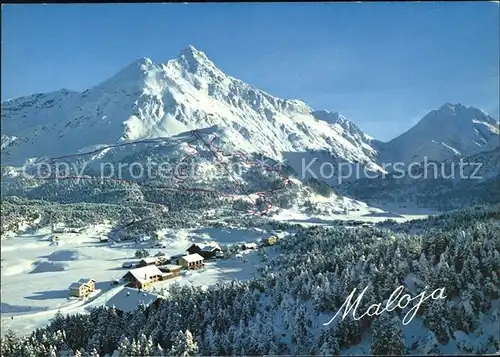 Maloja GR mit Piz La Margna Aela Skilift und Monte Forno / Maloja Graubuenden /Bz. Maloja