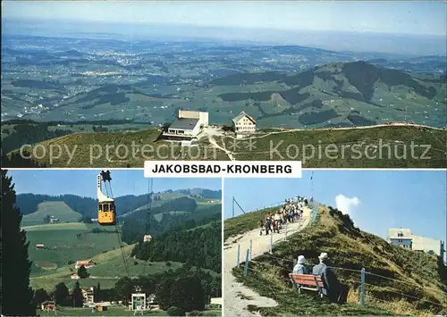 Gonten Panorama mit Luftseilbahn Jakobsbad Kronberg Kat. Gonten