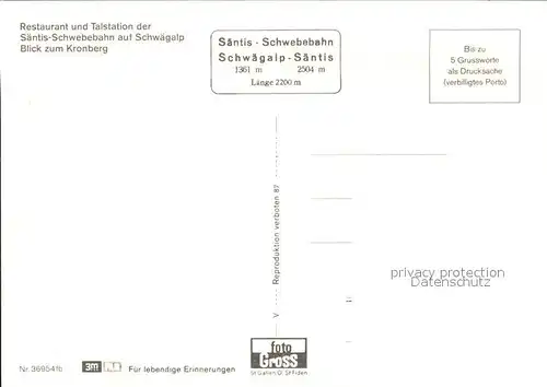 Schwaegalp Restaurant und Talstation der Saentis Schwebebahn mit Kronberg Kat. Schwaegalp