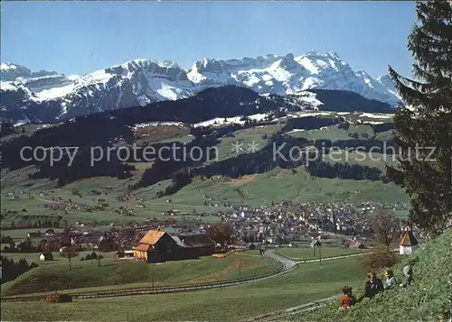 Appenzell IR mit Sollegg Klosterspitz und Saentiskette Kat. Appenzell