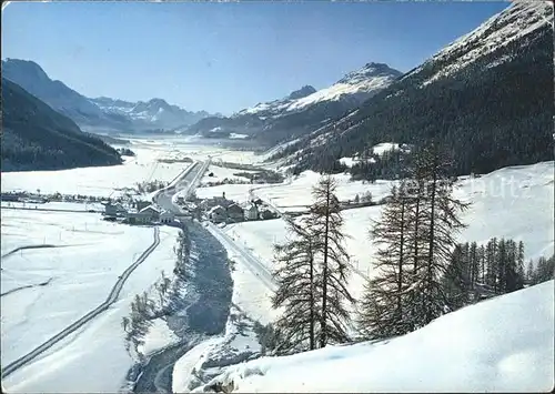 La Punt Chamues ch mit Oberengadinblick und Piz de la Margna Kat. La Punt Chamues ch