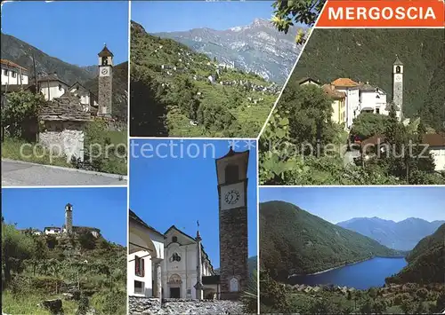 Mergoscia Chiesa e nucleo Panorama Frazione Rivapiane con Diga e Lago Vogorna Kat. Mergoscia