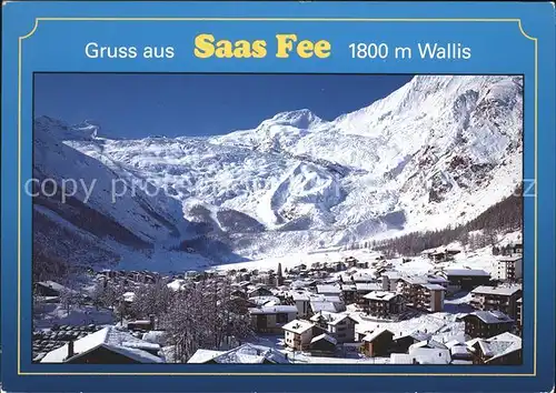 Saas Fee mit Allalinhorn und Alphubel Kat. Saas Fee