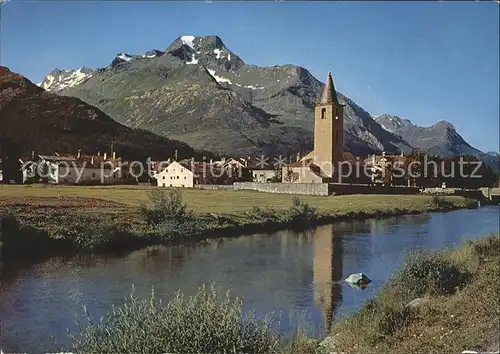 Sils Baselgia Panorama mit Piz La Margna Kat. Sils Baselgia