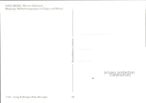 Hasliberg mit Maeglisalp Wetterhorn Eiger und Moench Kat. Meiringen