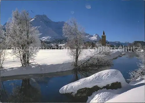 Sils Baselgia Winter Panorama Piz La Margna Kat. Sils Baselgia