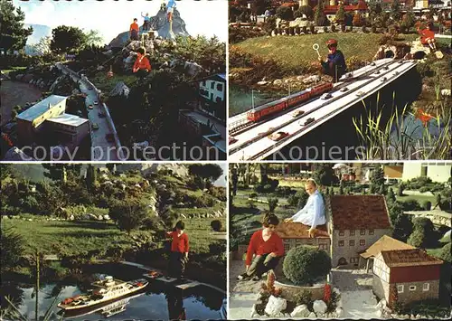 Melide Lago di Lugano Swissminiatur Achereggbruecke Staansstad Autobahn N2 Autofaehre Beckenried Gersau Schloss Bischofszell Kat. Melide