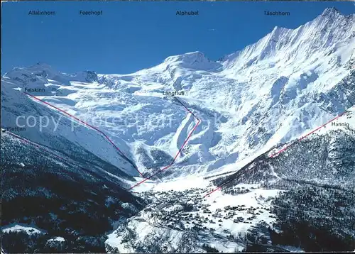 Saas Fee Skiarena von Saas Fee mit Alpenpanorama Kat. Saas Fee