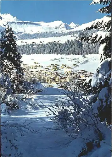 Flims Dorf mit Foppa Piz Grisch und Tschingelhoerner Kat. Flims Dorf