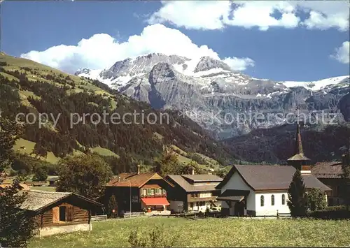 Lenk Simmental Kath Kirche mit Wildstrubel Kat. Lenk Simmental