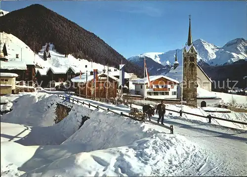 Sedrun Ortsblick mit Kirche Kat. Sedrun