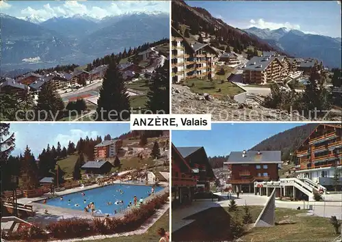 Anzere Panorama Ortsblick Schwimmbad Kat. Anzere