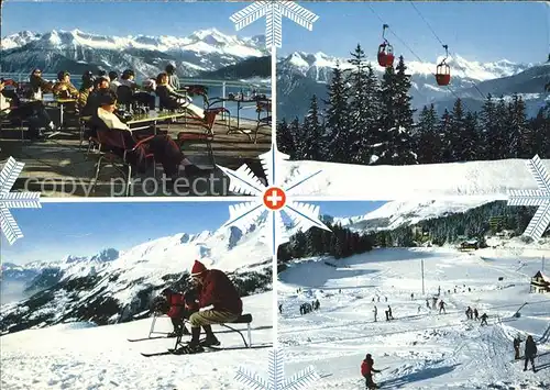 Crans Montana Grand Signal Skibobs a Chetzeron Telecabine Ecole Suisse Kat. Crans Montana