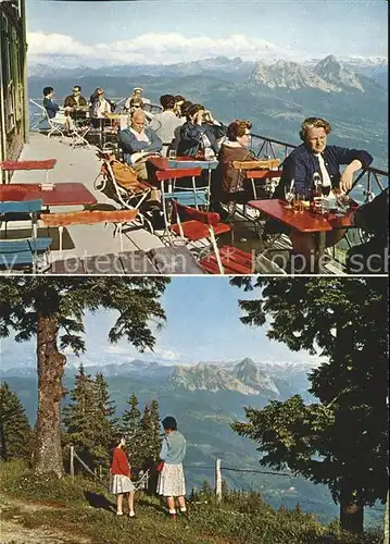 Unteraegeri Hotel Wildspitz Terrasse Rossberg mit Mythen und Glarner Berge Kat. Unteraegeri