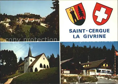 St Cergue Ortsblick Kirche Hotel Kat. St Cergue