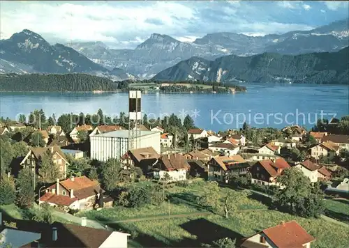 Meggen mit Pius Kirche und Vierwaldstaettersee Kat. Meggen